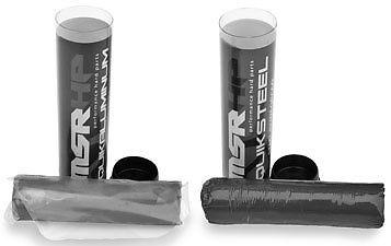 New msr quick steel epoxy putty, black, self-contained hardner