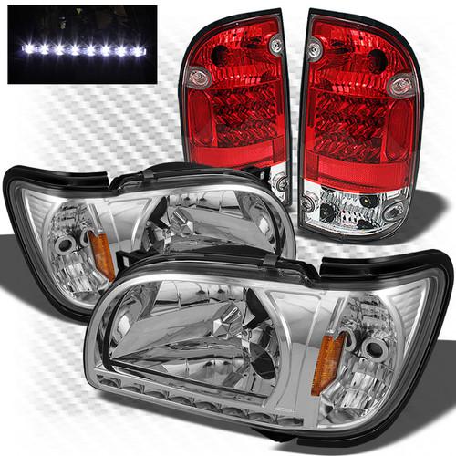 01-04 tacoma 1pc crystal headlights w/led + r/c philips-led perform tail lights