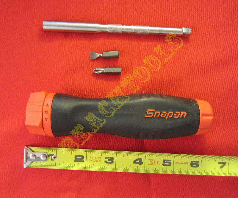 New snap on red soft grip ratchet screwdriver with 2 bits sgdmrc44b made in usa