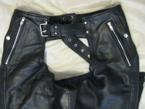 Motorcycle leather chaps riding pants unik ultra quality 4 pocket insulated 2xl