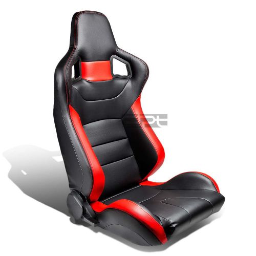 Pvc leather high-head red sports racing seats+universal sliders passenger side