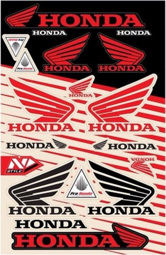 Honda v.6 sticker kit 9"x15" mx dirtbike vinyl honda decal universal red
