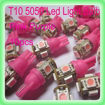 Purple 2x 194 168 t10 5-smd 5050 led car truck light bulb bright lp5