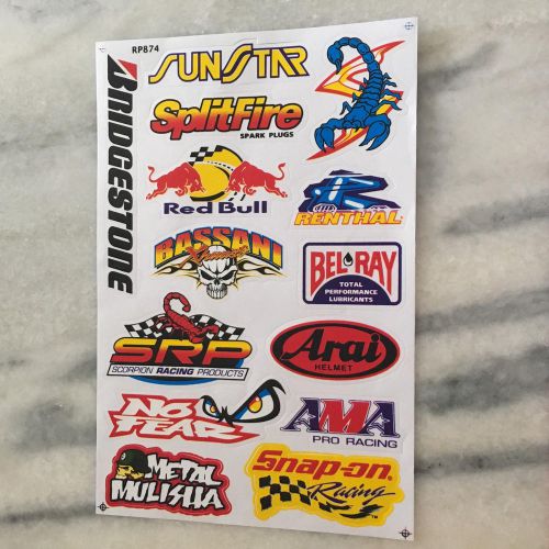 Racing motorcycle bike decals helmet atv bumper vinyl stickers
