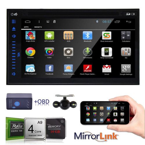 Double 2din 7" 1080p gps quad core car stereo dvd player wifi radio+rear camera