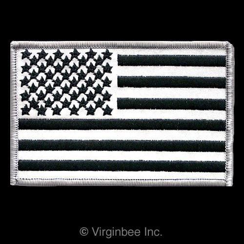 Usa flag 4" x 2.5" reflective subdued gray-black color biker jacket vest patch