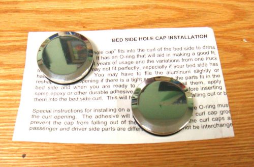 1940 - 1966 chevy truck bedside curl hole polished aluminum caps  pair