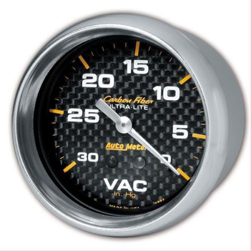 Autometer carbon fiber ultra-lite mechanical vacuum gauge 2 5/8&#034; dia 4884
