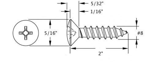 Scosche soh82-500 #8 x 2&#034; oval head screw 500 pieces/bag