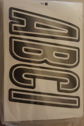 Boat registration 2"  number &amp; letter kit black &amp; silver shadow w/ black outline