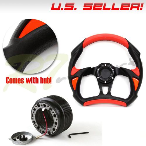 For 90-93 honda accord 320mm red/black f1 steering wheel &amp; 2.6&#034; hub boss adapter