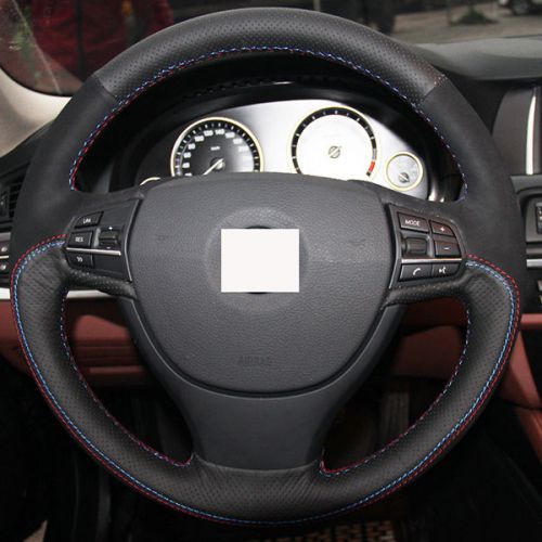 Xuji black leather steering wheel cover for bmw 523li 525li 2009 730li 740li