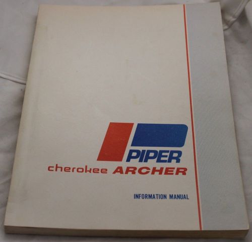 Piper archer manual with unusual publisher's overprint on every page no returns