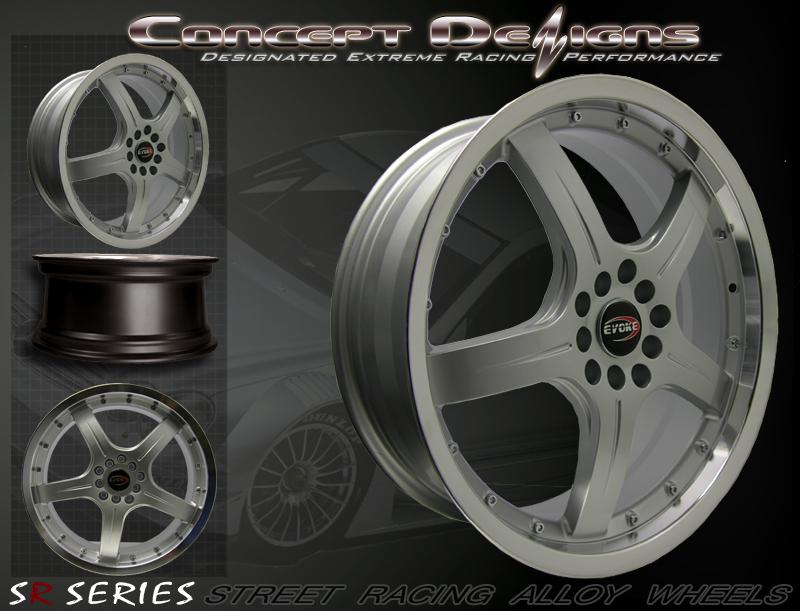 18" evoke f8 style wheels rims 10h/5 lug silver 5x114.3/115 bolt pattern new