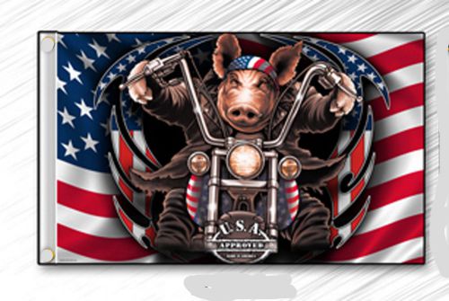 Small biker flag  hog usa approved motorcycle biker  5.25" x 9" double sided