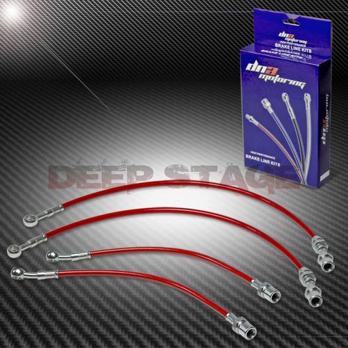 Stainless ss braided hose racing brake line 88-92 toyota corolla ae98 gts red