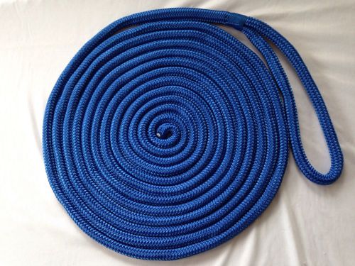 One pair (two dock lines) 5/8&#034; x 35&#039; blue double braid nylon rope dock lines