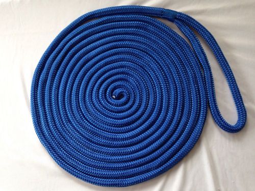 One pair (two dock lines) 5/8" x 35' blue double braid nylon rope dock lines