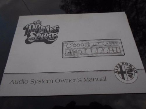 Alfa romeo clarion radio original audio system owner&#039;s manual the driving spirit