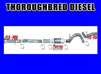  flo pro exhaust system 08-10 ford 6.4 4'' downpipe back dual w/bungs #632nb