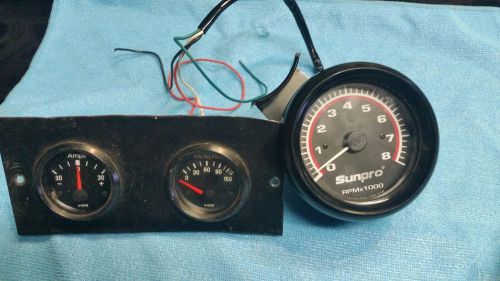 Sun tach, oil pressure &amp; amp gauge-hot rat rod ford chevy olds pontiac-guages