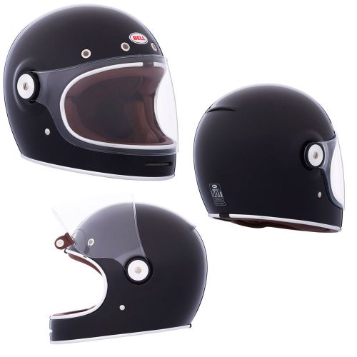 Bell helmet bullitt black glossy medium full face motorcycle vintage retro