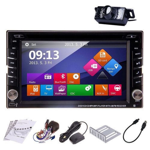 Gps navigation hd double 2din car stereo dvd player bluetooth ipod mp3 tv+camera