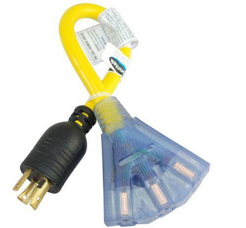 Rv 1.5-feet 30-amp tri-outlet cord 30-amp locking l5-30p plug to tri-female 3*5-