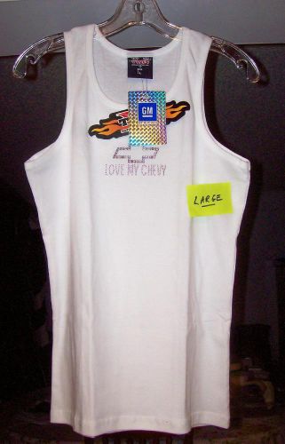 White large 'love my chevy' rhinestone womens tanktop new!!