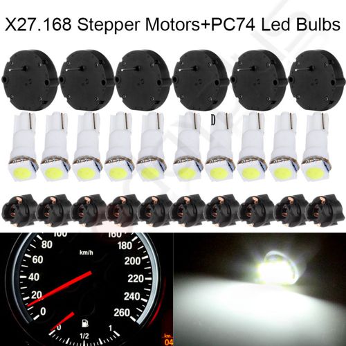 6 x27.168 stepper motor speedometer kit+instrument pc74 hole bulbs white for gm