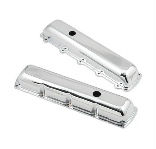 Mr. gasket 9422 valve covers stock height steel chrome plain oldsmobile v8 pair