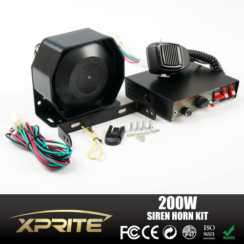 200w 8 sound loud car warning alarm police fire siren horn pa speaker mic system