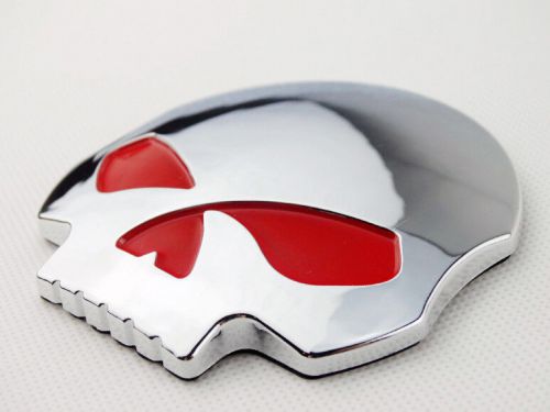 1x abs chrome skull emblem decal badge sticker for harley fairing tank hd custom