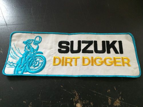 Old vintage suzuki dirt digger embroidered motorcycle moto cross patch 11&#034; by 4&#034;