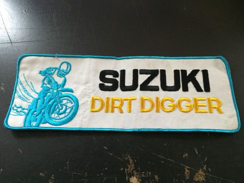 Old vintage suzuki dirt digger embroidered motorcycle moto cross patch 11" by 4"