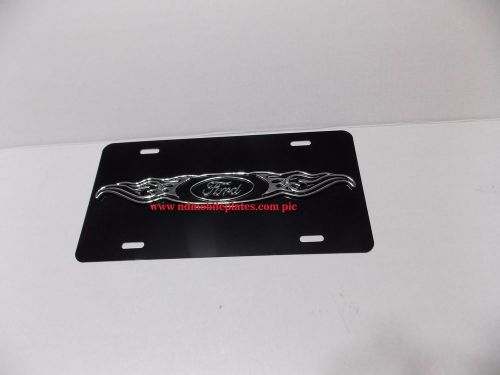 Ford - flaming ford 3d emblem gloss black custom license plate