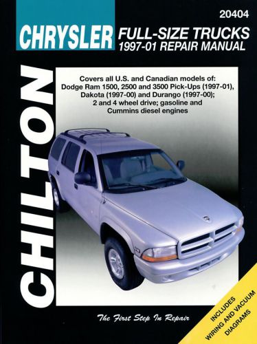 Dodge ram dakota durango 1997-2001 chilton workshop manual chrysler trucks