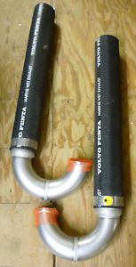 Two volvo penta exhaust elbows with 37&#034; of 5&#034; marine wet exhaust hose