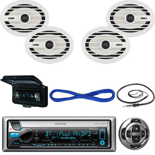 Kenwood cd marine receiver, wired remote, 2x 6x9&#034; speakers, wire, antenna, cover