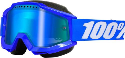 100% accuri snow goggles blue w/mirror blue lens 50213-002-02