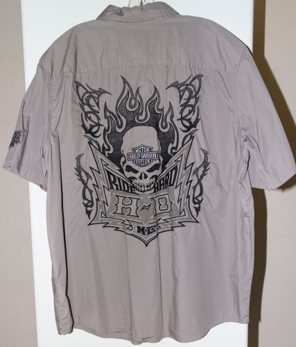 Harley-davidson skull tribal flames garage shirt xl 96651-12vm