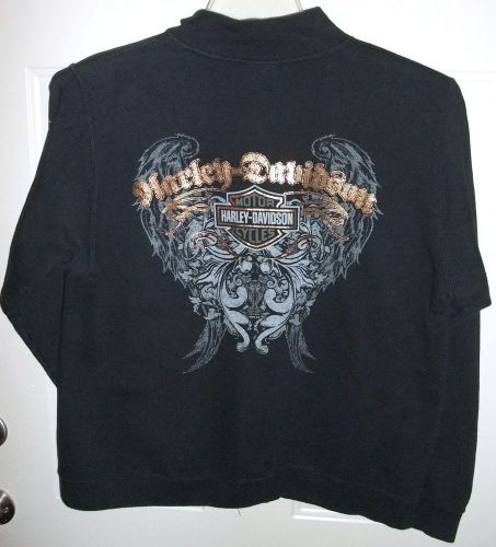 Harley-davidson women's h-d black full zip crew neck sweatshirt xl