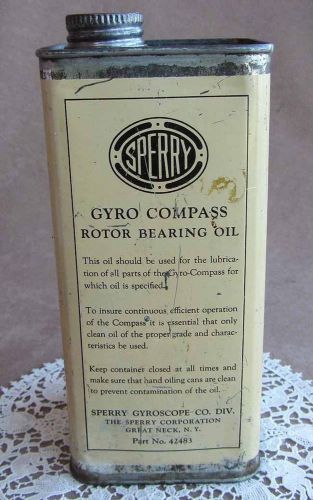 Vintage sperry gyroscope co gyro compass rotor bearing oil can w oil pn 42483