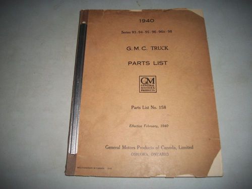 Original 1940 gmc truck parts list catalog series 93 94 95 96 96h 98 clean