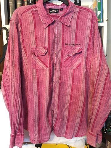Harley davidson plus size shirt long sleeve pink striped ladies 3w blouse