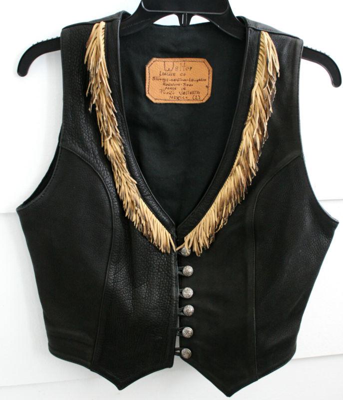 Walter leather co. ladies' vero fringe vest! size large! hand made high quality!