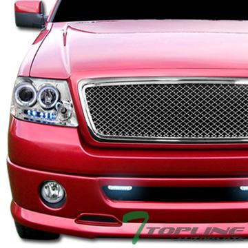 Chrome honeycomb mesh front bumper center hood grill grille abs 04-08 f150 truck