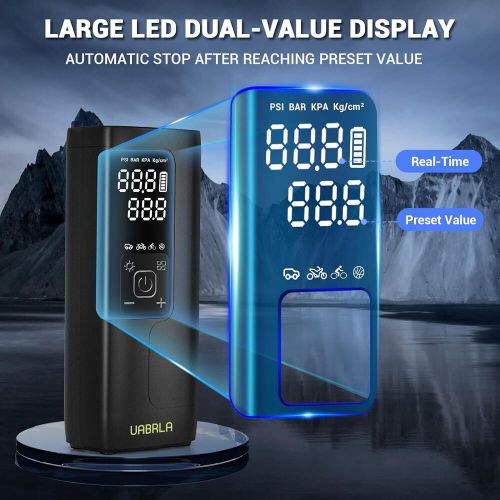 Tire inflator portable air compressor 20000mah &amp; 12v dc pump for ‎black