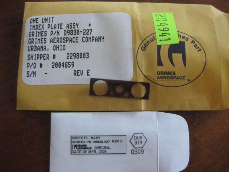 (2) nos index plate assembly d9830-227 grimes aerospace aviation parts hd $ hq!