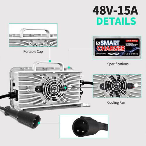 15 Amp 48 Volt Golf Cart battery Charger for Club Car Golf Cart 3 Pin Round Plug, AU $179.99, image 2